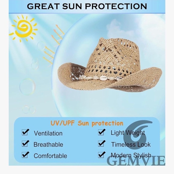 Cowboy Hat Women Summer Western Cowgirl Woven Hollow Out Wide Brim Hat rodeo - Picture 3 of 11